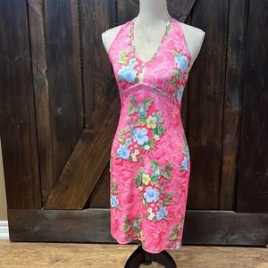 Pelican Cove Halter floral Hawaiian vibe dress